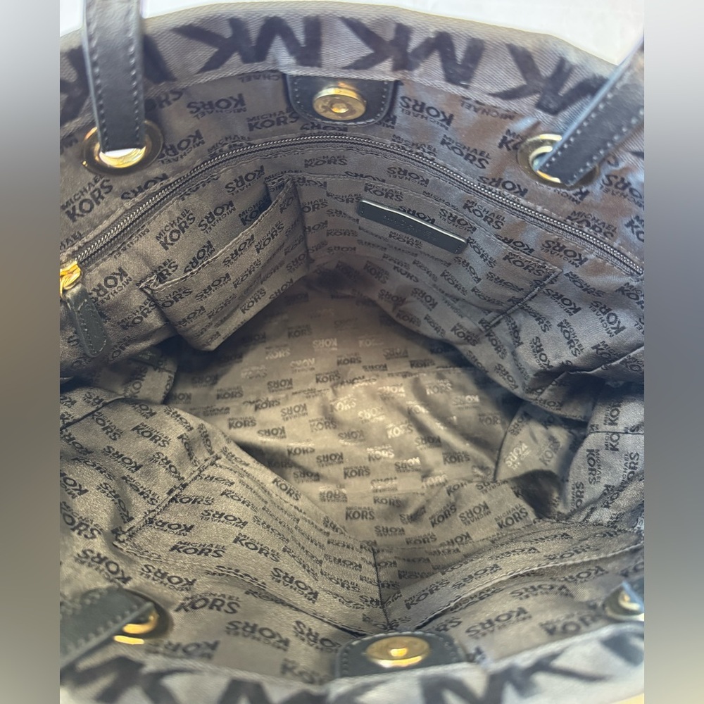 MICHAEL KORS Black/Black Monogram Fabric Tote - Picture 8 of 12